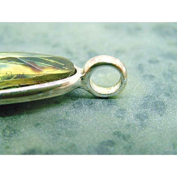 Vintage Prism Design Oval Stone Fashion Pendant Silver Tone 1980 Signed RMN - Picture 8 of 9